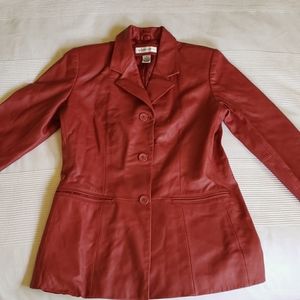 Red leather blazer-style jacket